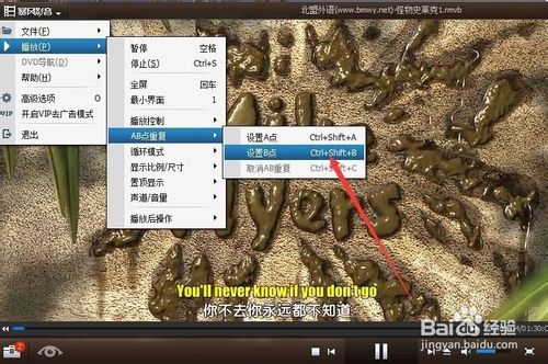 暴风影音怎么实现电影中某一段的反复播放?