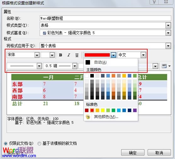 Word2010中怎样创建自定义的表格样式