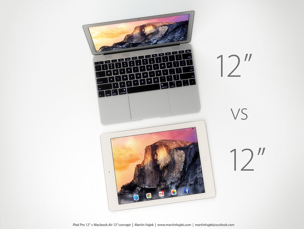 iPad Pro对比12寸MacBook Air 3D概念图赏