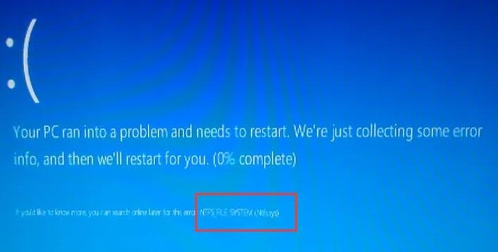 Win10蓝屏错误提示"NTES_FILE_SYSTEM"信息怎么办?