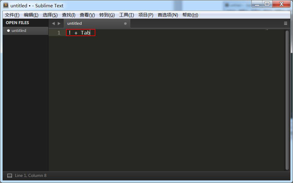 Sublimetext3快捷键!+Tab无法生成生成html代码怎么办?