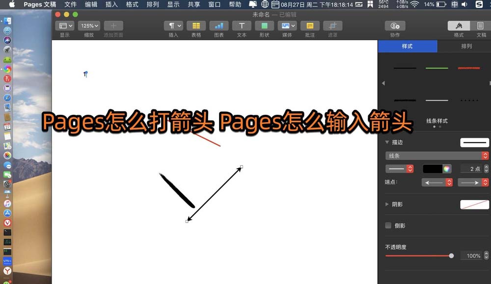 Pages怎么画箭头? Pages打箭头的教程