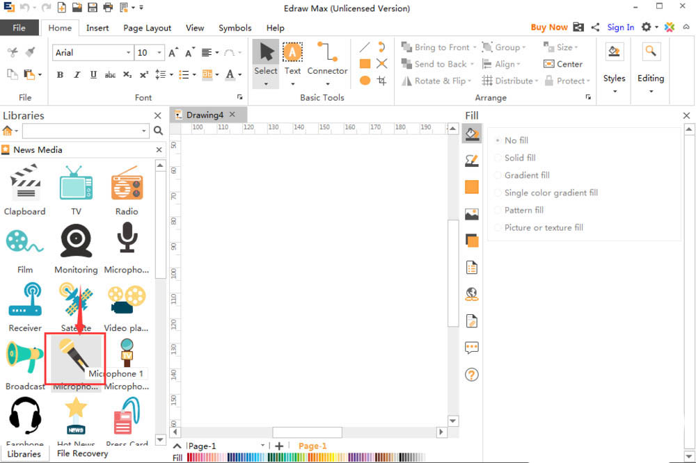 Edraw Max亿图图示怎么快速绘制麦克风图形?
