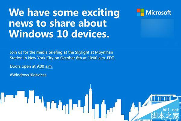 [网址查看]微软纽约Win10新品发布会倒计时:10月6日北京时间晚上10点