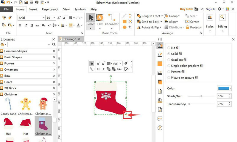 Edraw Max亿图图示怎么创建圣诞长筒袜?