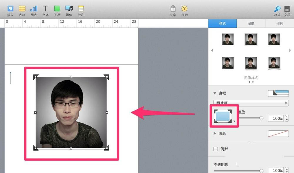 Pages图片怎么添加倒影效果? Pages编辑照片样式的技巧