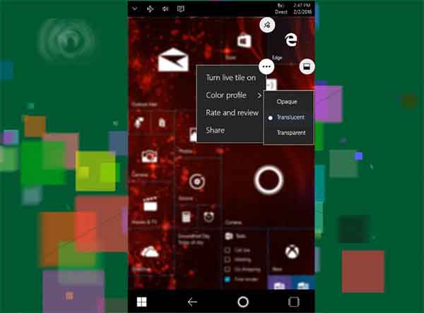 Win10 Mobile预览版14328中右滑开始屏幕/爆裂磁贴/分屏模式体验