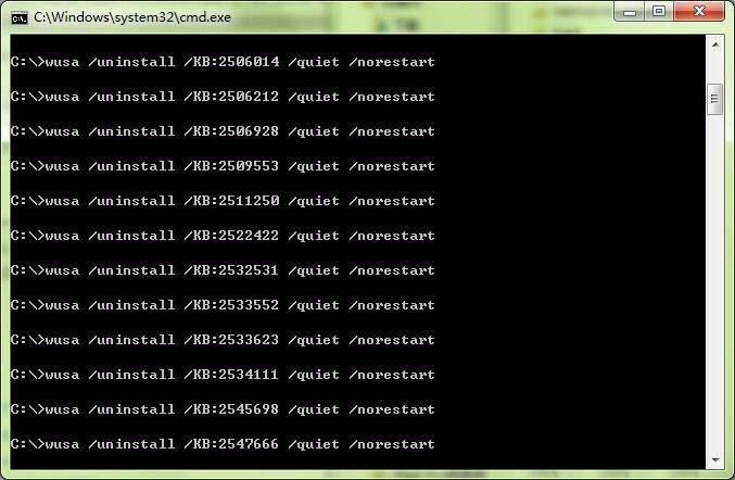 win7怎么批量卸载系统更新补丁KB? win7快速删除系统补丁的技巧