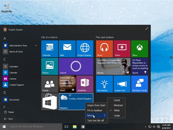 Windows10 开始菜单还会大变 加入更多功能、调整界面样式等