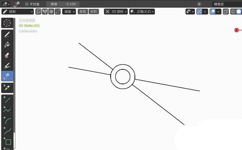 blender怎么快速画一把剪刀2D简图模型?