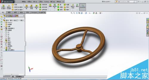 solidworks怎能使用旋转实体绘制汽车方向盘?