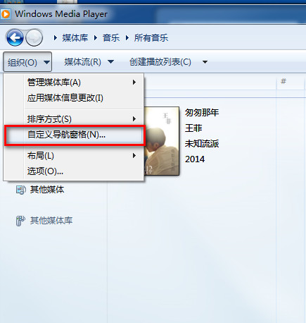 windows media player怎么自定义导航窗格将歌曲分类