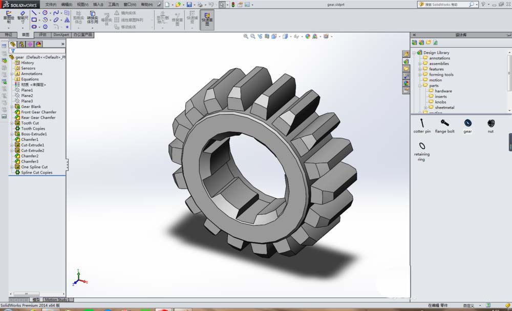 SolidWorks设计库模型怎么创建齿轮?