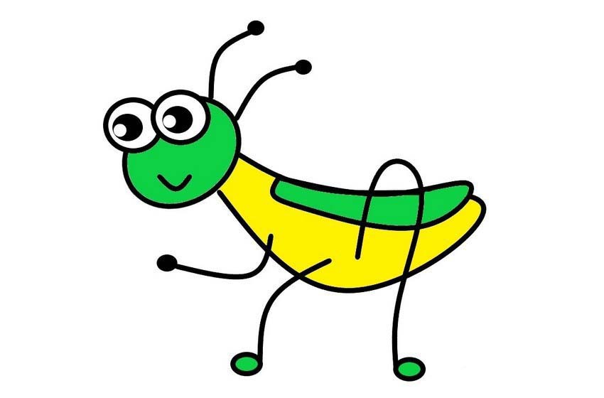 画图工具怎么绘制卡通效果的蚂蚱?