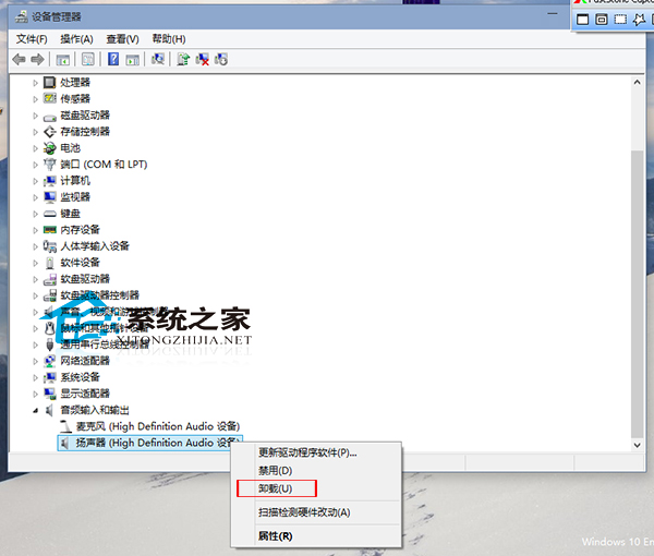 Win10如何卸载扬声器在硬件设备连接错误的情况下