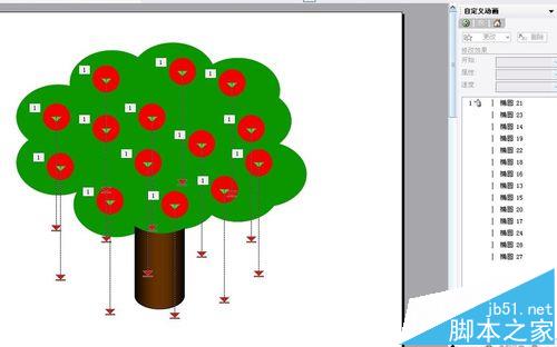 PPT怎么使用组合图形功能给苹果树添加红苹果?