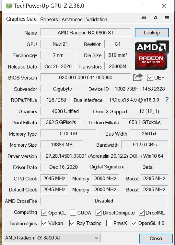 技嘉RX6800XT GAMING OC魔鹰显卡全方位评测
