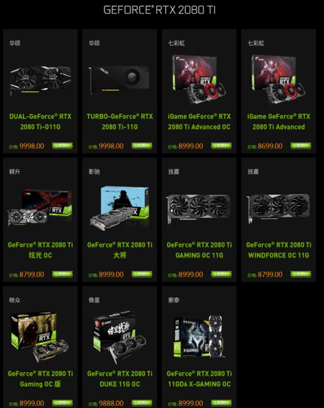 RTX2080和RTX2080Ti哪个好 RTX2080/RTX2080Ti价格和参数对比
