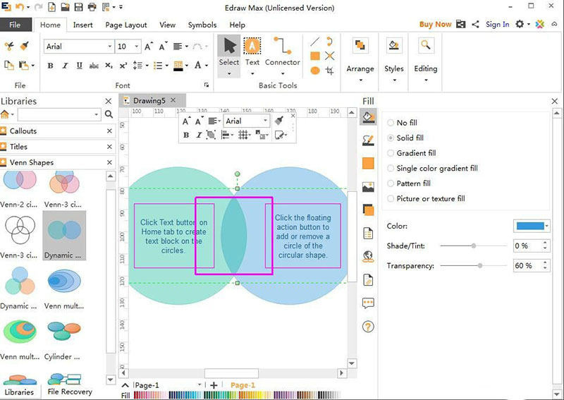 Edraw Max亿图图示怎么创建动态维恩图?