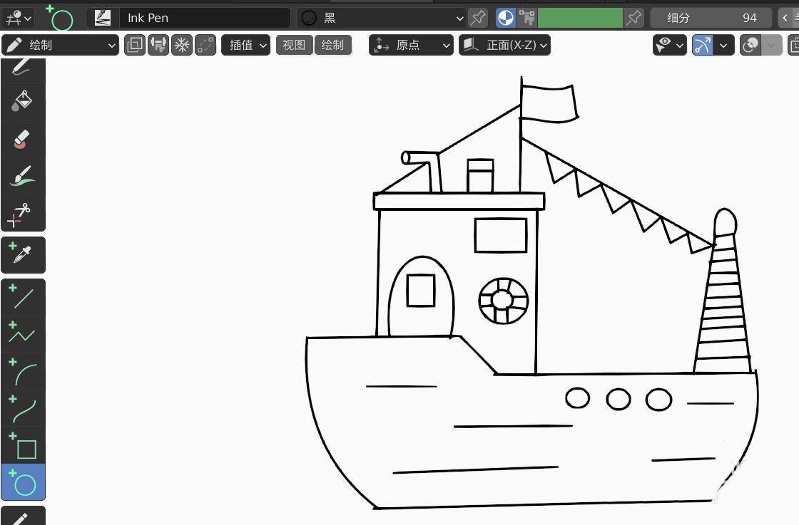 blender2.9怎么画游艇2D简图模型? blender画游艇的技巧