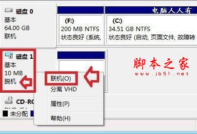 win7系统下提示磁盘处于脱机状态如何解决?