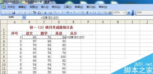 Excel2003中的数据如何求和?如何用RANK排名次？