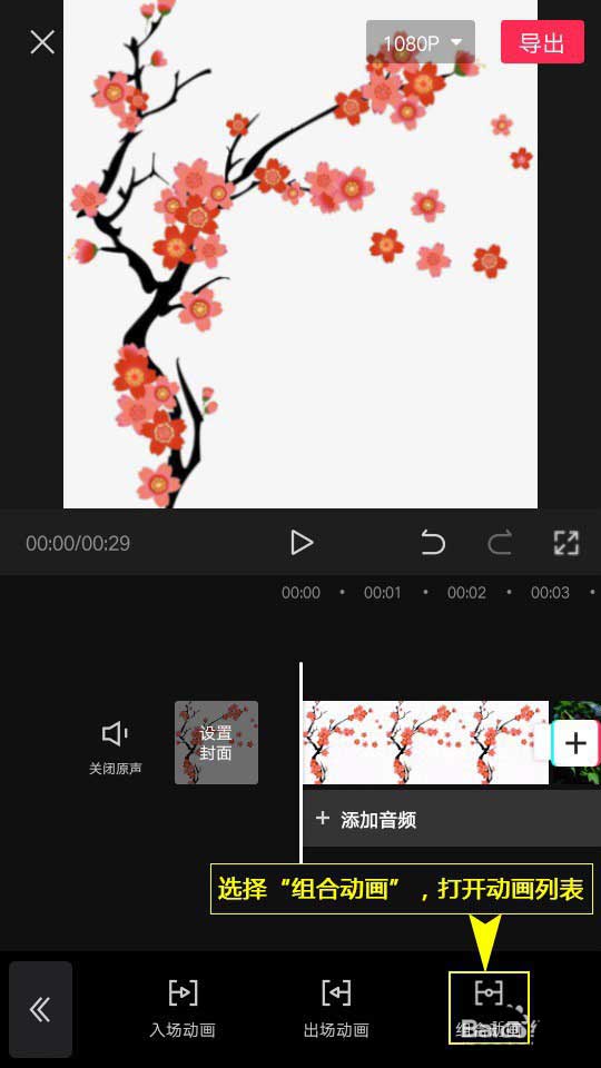 剪映app怎么添加转入转出组合动画?