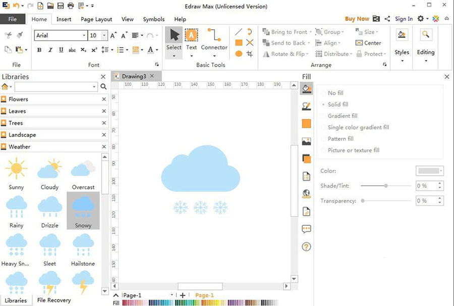 Edraw Max意图图示怎么创建下雪图标?