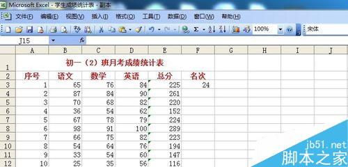 Excel2003中的数据如何求和?如何用RANK排名次？