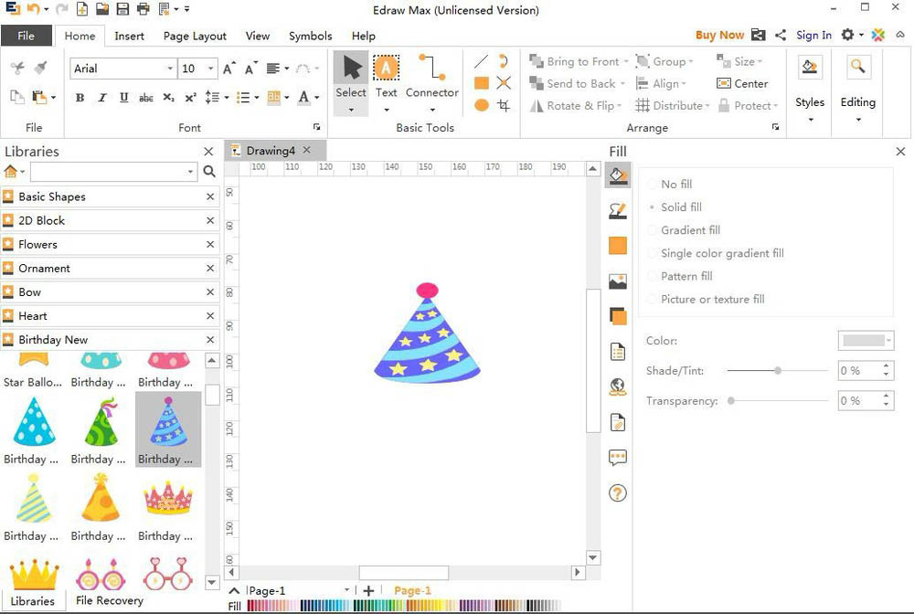 Edraw Max亿图图示怎么绘制生日皇冠或生日帽?