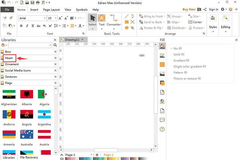 Edraw Max亿图图示怎么创建绿色花边心?