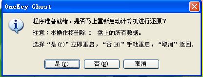PE系统下如何使用一键ghost(OneKey Ghost)还原系统(详细图文教程)
