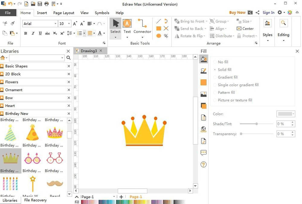 Edraw Max亿图图示怎么绘制生日皇冠或生日帽?