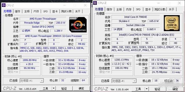 RT-2990WX和i9-7980XE哪个好 RT-2990WX对比RT-2990WX评测
