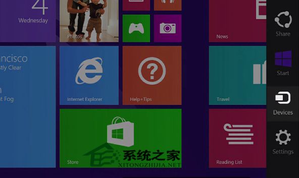 Win8系统右侧滑出的&ldquo;设备&rdquo;超级按钮如何使用