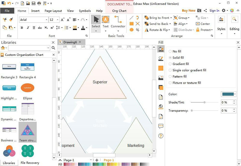 Edraw Max亿图图示怎么创建团队结构图?