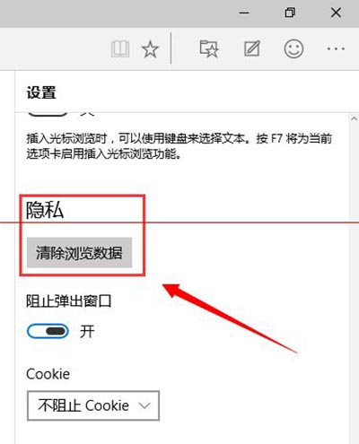 win10斯巴达浏览器清理浏览器缓存删除cookie垃圾文件
