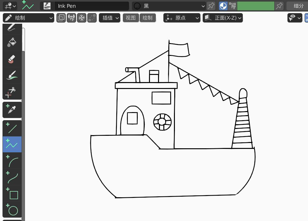 blender2.9怎么画游艇2D简图模型? blender画游艇的技巧
