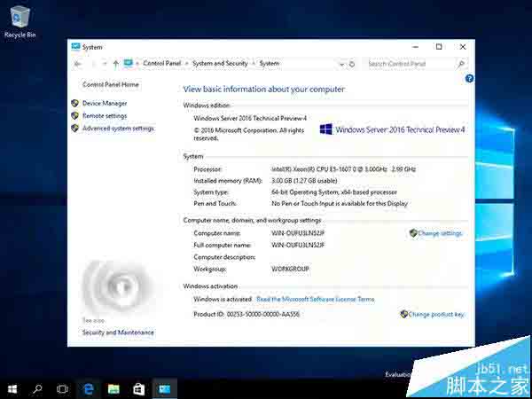 Win10 RS1分支Windows Server 2016 TP4 14267界面曝光