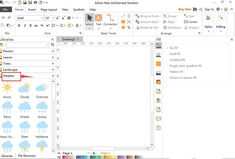Edraw Max意图图示怎么创建下雪图标?