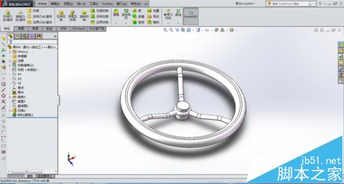 solidworks怎能使用旋转实体绘制汽车方向盘?