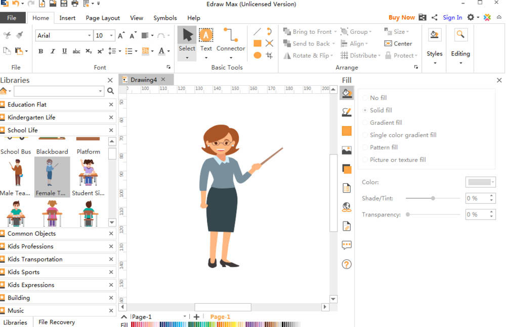 Edraw Max亿图图示怎么画女教师人物形象?