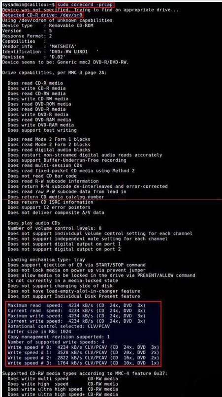 Linux下检测DVD刻录机的设备名及写入速度的几种方法