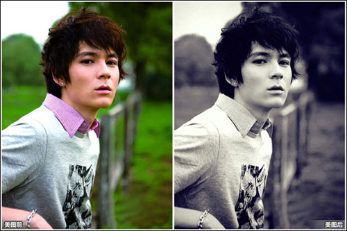 美图秀秀使用HDR特效打造英伦气息质感的黑白照