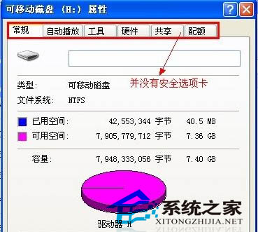 为U盘设置安全权限发现U盘属性的“安全”选项不翼而飞
