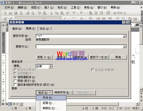 如何在Word2003中使用通配符进行模糊替换