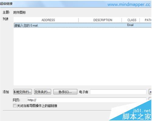 MindMapper思维导图中怎么添加邮箱链接?