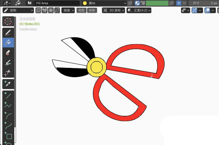 blender怎么快速画一把剪刀2D简图模型?