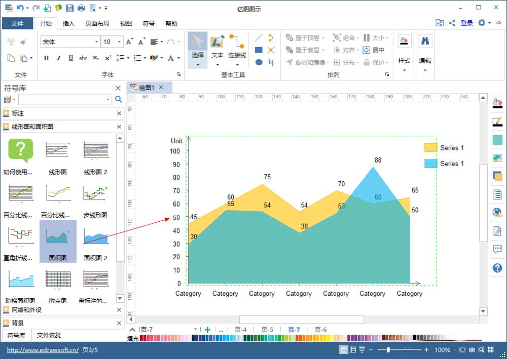 如何使用亿图图示(Edraw Max)做出高大上的商务面积图表？
