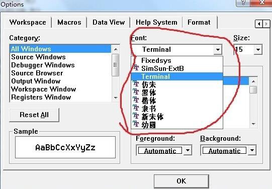 VC6.0代码字体大小怎么调节?